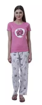 Inkmeso 2 шт. пижамные комплекты для женщин мягкий милый трикотаж пижамы топ с пижамой PJ Medium розовый