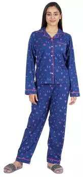 Inkmeso 2pcs Комплект нижнего белья для женщин Печатный пижамный топ и пижама на пуговицах L светло-зеленый