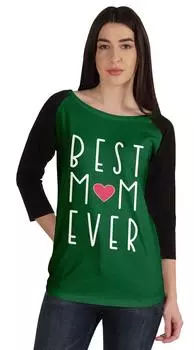 Inkmeso Best Mom Ever Tshirt Рукав реглан Подарок на День Матери Топы Рубашка для мам 3XL синий