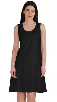 Inkmeso без рукавов однотонное свободное платье для женщин до колен ТРАПЕЦИЕВИДНОЕ летнее повседневное платье L чёрный