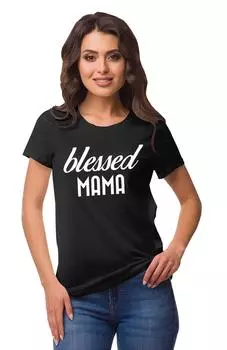Inkmeso Crew Neck Blessed Mama Graphic Tshirt Short Sleeve Women Cotton Tee 3XL зелёный