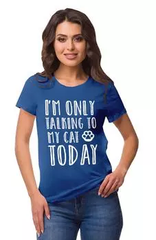 Inkmeso Crew Neck I m Only Talking To My Cat Today Graphic Tshirt Short 3XL темно-синий