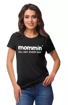 Inkmeso Crew Neck Mommin All Day Every Day Графическая футболка с коротким рукавом 3XL чёрный
