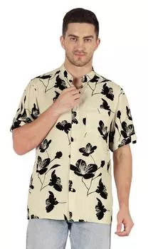 Inkmeso Designer Regular Fit Повседневная рубашка с коротким рукавом Праздничная одежда Рубашки для 3X-Large бежевый