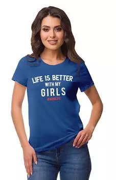 Inkmeso Футболка с круглым вырезом Life Is Better With My Girls #Momlife Graphic Tshirt 3XL синий