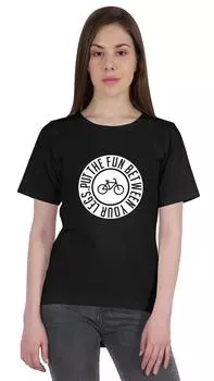 Inkmeso Graphic Novelty Tee для женщин с надписью «Положи веселье между ногами» Футболки с круглым вырезом L чёрный