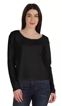 Inkmeso Хлопковая футболка с длинным рукавом Street Style Wear Scoop Neck Tee Shirt для женщин 2XL чёрный