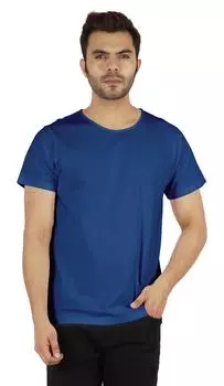 Inkmeso Хлопковая однотонная футболка с коротким рукавом для мужчин Расслабленный крой Повседневные летние базовые футболки S синий