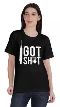 Inkmeso I Got The Shot Pro Vaccine Женская футболка для вакцинации с круглым вырезом S темно-серого