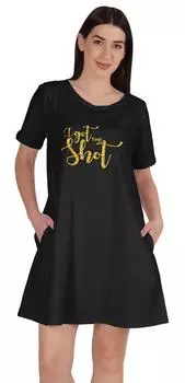 Inkmeso I Got The Shot Туника Футболки с рисунком Круглый вырез Платье с коротким рукавом 3XL чёрный