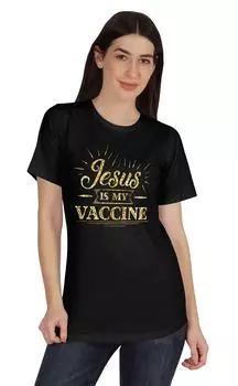 Inkmeso Jesus is My Vaccine Anti Vax Vaxxer Womens Crew Neck c.o.v.i.d 3XL чёрный