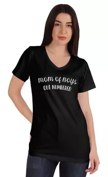 Inkmeso Mom Of Boys Out пронумерованные женские футболки подарок на день матери хлопок L чёрный