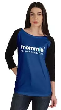 Inkmeso Mommin All Day Every Day Tshirt Футболка с рисунком Mom Life Summer Tee L синий