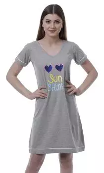 Inkmeso Мягкая одежда для сна с милым принтом Ночная рубашка из хлопкового джерси с рисунком Дышащая Small светло-серый