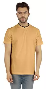 Inkmeso Мужская базовая рубашка с круглым вырезом Обычные однотонные футболки с короткими рукавами 3XL бежевый