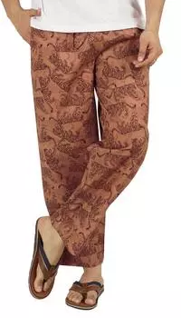 Inkmeso Мужская домашняя одежда с принтом, пижамные штаны, повседневные свободные штаны для сна, хлопковые штаны W 3XL коричневый