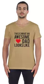 Inkmeso Мужская футболка с цитатами из хлопкового джерси, новинка, юмор, вот как выглядит потрясающий папа 3XL бежевый