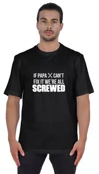 Inkmeso Мужская футболка с графическим принтом «Если папа не может исправить это, все облажались» забавные цитаты дедушка футболка футболка S чёрный