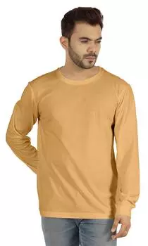 Inkmeso Мужская хлопковая футболка с длинным рукавом Базовая рубашка с круглым вырезом 3XL бежевый