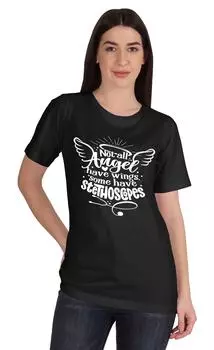 Inkmeso Не у всех женщин-ангелов есть крылья, у некоторых есть стетоскопы, медсестра 3XL чёрный