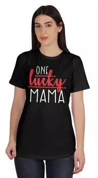 Inkmeso One Lucky Mama Графическая футболка с коротким рукавом Хлопковая футболка Повседневная блузка 3XL чёрный