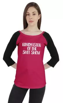 Inkmeso Ringmaster Of The Shit Show Funny Quotes Graphic Top Women Raglan 3 4 Sleeves Large светло-розовый