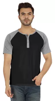 Inkmeso с коротким рукавом реглан хлопковые легкие однотонные футболки классическая футболка Henley для мужчин S серый