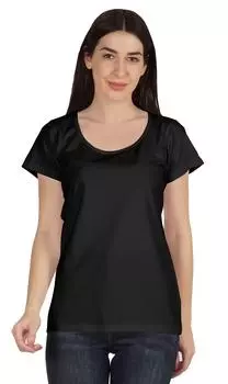Inkmeso Scoop Neck Basic Tee Повседневная хлопковая однотонная футболка с коротким рукавом 2XL чёрный