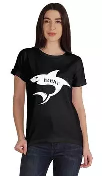 Inkmeso Scoop-Neck Mommy Shark Graphic Tshirt Short Sleeve Women Cotton Tee L чёрный