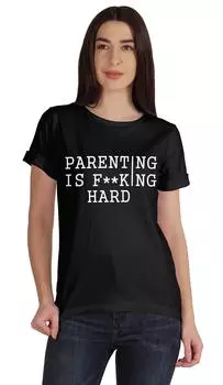 Inkmeso Scoop-Neck Parenting Is F**King Hard Graphic Футболка с коротким рукавом L чёрный
