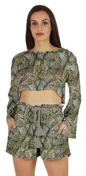 Inkmeso сексуальный комплект из 2 предметов для женщин, укороченный топ и эластичная талия, короткий комплект с Large бежевый