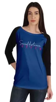 Inkmeso Social Distance Queen Карантин Футболка для женщин Stay Home Top 2XL синий