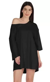 Inkmeso Solid Boyfriend Футболка Топ для женщин Свободная посадка Длинная рубашка для сна Футболка 3XL чёрный