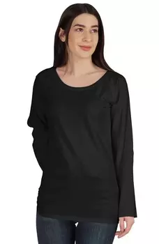 Inkmeso Solid Raglan Футболка с длинным рукавом для женщин Бейсбольная футболка с круглым вырезом Повседневная L чёрный