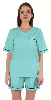 Inkmeso Solid Short Sleepwear Set для женщин с коротким рукавом и шортами 3X-Large аква голубой