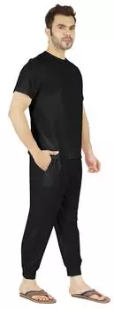 Inkmeso сплошной пижамный комплект для мужчин с коротким рукавом пижамы круглый вырез пижамы пижамный комплект S чёрный