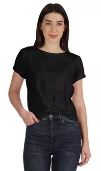 Inkmeso Summer Twist Front Knot Crop Top для женщин с футболкой с короткими рукавами 2XL чёрный