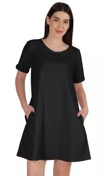 Inkmeso Swing Dress с карманами Летнее хлопковое платье-туника для женщин 3XL темно-синий