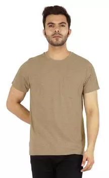 Inkmeso Твердая футболка с круглым вырезом с коротким рукавом для мужчин Легкие повседневные рубашки W Patch 3XL бежевый