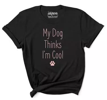 Inkmeso Women Quote Top Футболка с надписью My Dog Thinks I m Cool с графическим принтом 3XL светло-серый
