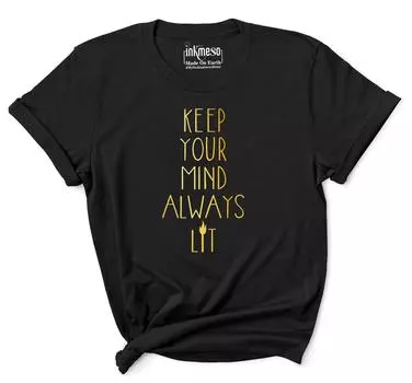 Inkmeso Women Quote Top Keep Your Mind Always Lit Футболка с графическим принтом 3XL чёрный