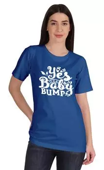 Inkmeso Womens Yes Baby Bump Футболка для беременных с круглым вырезом Объявление о рождении 3XL синий