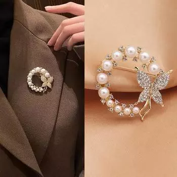 Инкрустированная бриллиантами брошь-бабочка из жемчуга, элитная мода, персонализированные аксессуары для одежды в виде корсажа