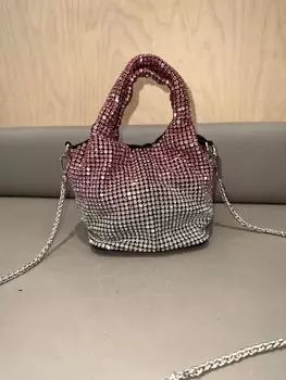 Инкрустированная бриллиантами крутая женская сумочка блестящая именная цепочка на одно плечо косая сумка для модного званого ужина красный