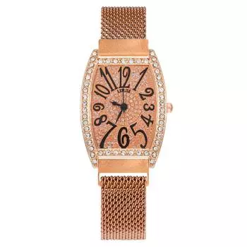 Инкрустированная бриллиантами винная бочка, цифровой магнитный пояс, женские часы, женские часы, цельные для женщин, поставка фиолетовый