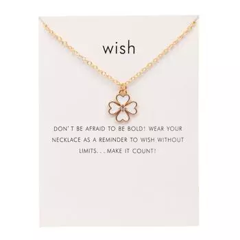Инкрустированное цирконием ожерелье с подвеской в виде клевера удачи, поздравительные открытки и подарки