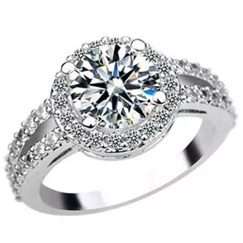 Инкрустированное кольцо, роскошный свадебный подарок, ювелирные изделия на палец US 7 серебряный