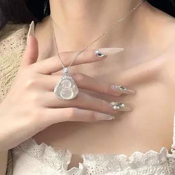 Инкрустированное ожерелье с подвеской в виде Будды Майтрейи в китайском стиле для женщин, ювелирные изделия, модная цепочка на ключицу для девочек 1 Pcs