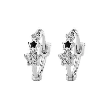 Инкрустированные бриллиантами черные серьги-пряжки в форме звезды популярные мужские модные хулиганские красивые уличные серьги-пентаграммы для сна copper