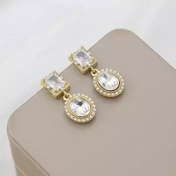 Инкрустированные изумрудом и цирконием серьги, легкие роскошные серьги высшего качества, темпераментные серьги в стиле ретро. 14k белый